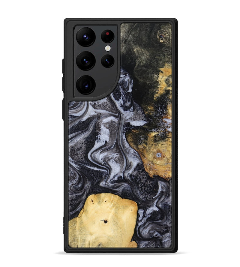 Galaxy S22 Ultra Wood Phone Case - Tess (Black & White, 800099)