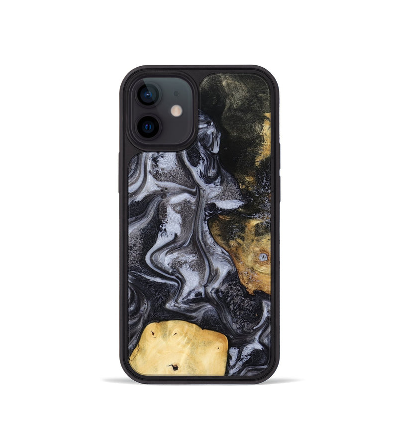 iPhone 12 mini Wood Phone Case - Tess (Black & White, 800099)