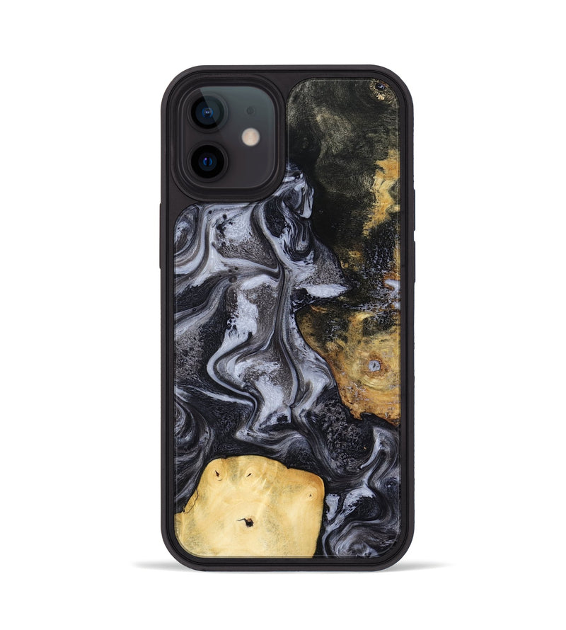 iPhone 12 Wood Phone Case - Tess (Black & White, 800099)