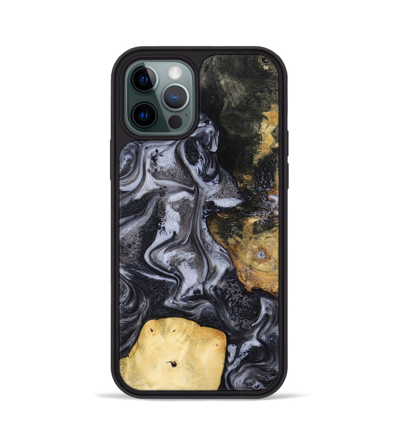 iPhone 12 Pro Wood Phone Case - Tess (Black & White, 800099)