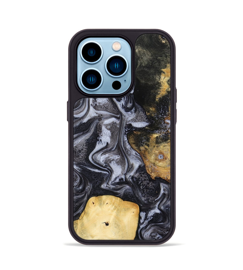 iPhone 14 Pro Wood Phone Case - Tess (Black & White, 800099)