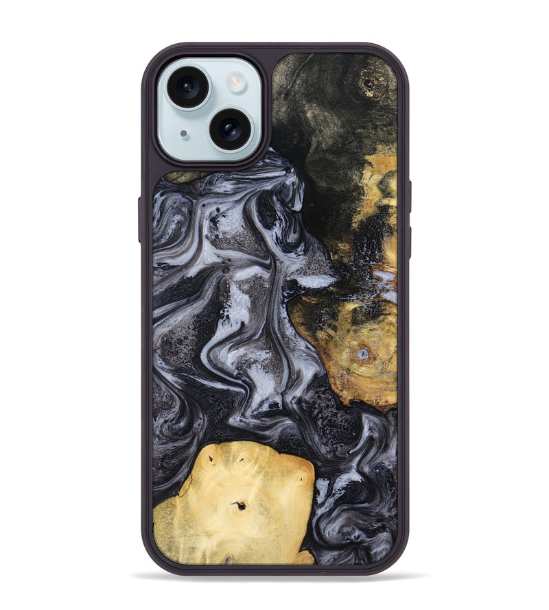 iPhone 15 Plus Wood Phone Case - Tess (Black & White, 800099)