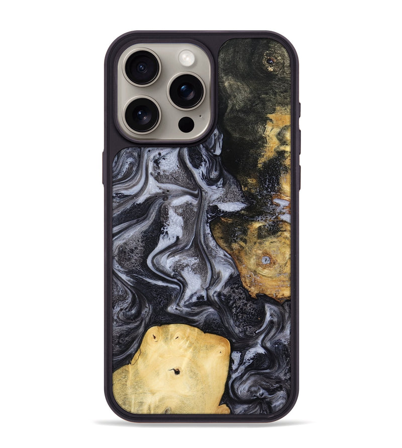 iPhone 15 Pro Max Wood Phone Case - Tess (Black & White, 800099)