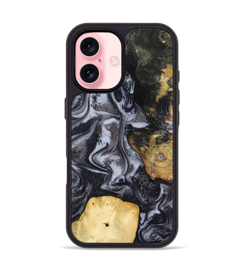 iPhone 16 Wood Phone Case - Tess (Black & White, 800099)