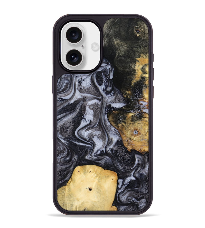 iPhone 16 Plus Wood Phone Case - Tess (Black & White, 800099)