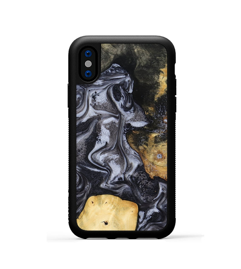 iPhone Xs Wood Phone Case - Tess (Black & White, 800099)