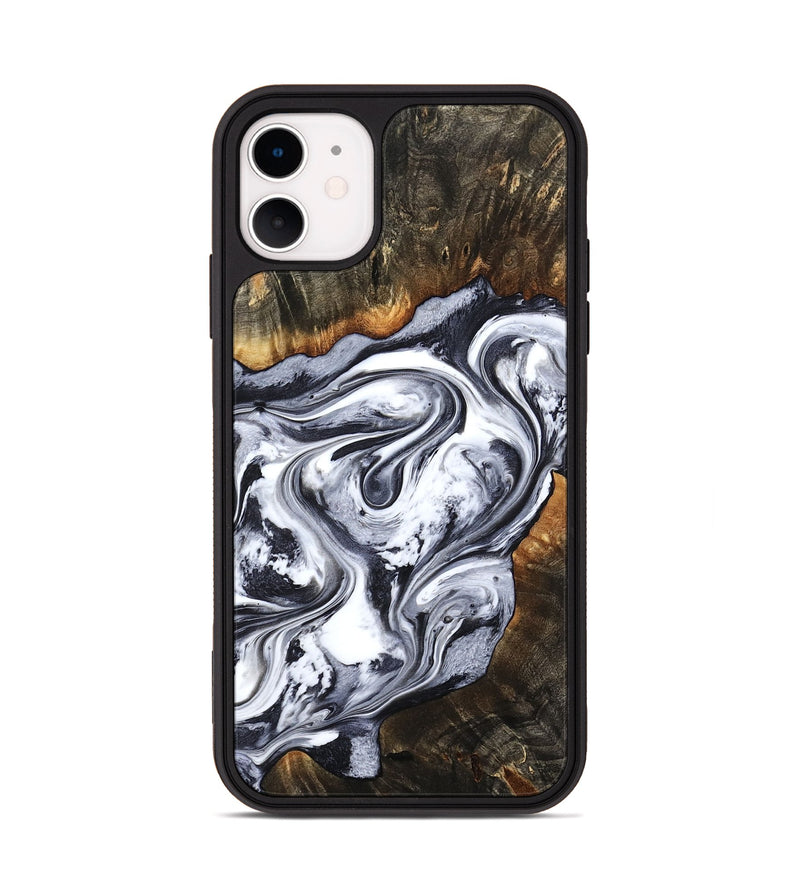 iPhone 11 Wood Phone Case - Kierra (Black & White, 800100)
