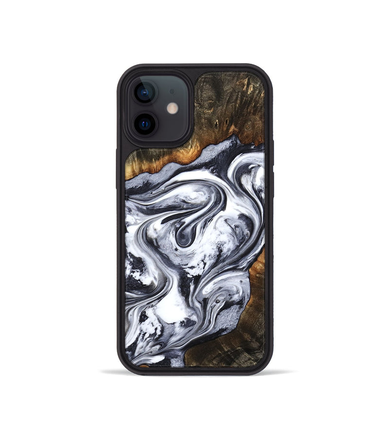 iPhone 12 mini Wood Phone Case - Kierra (Black & White, 800100)