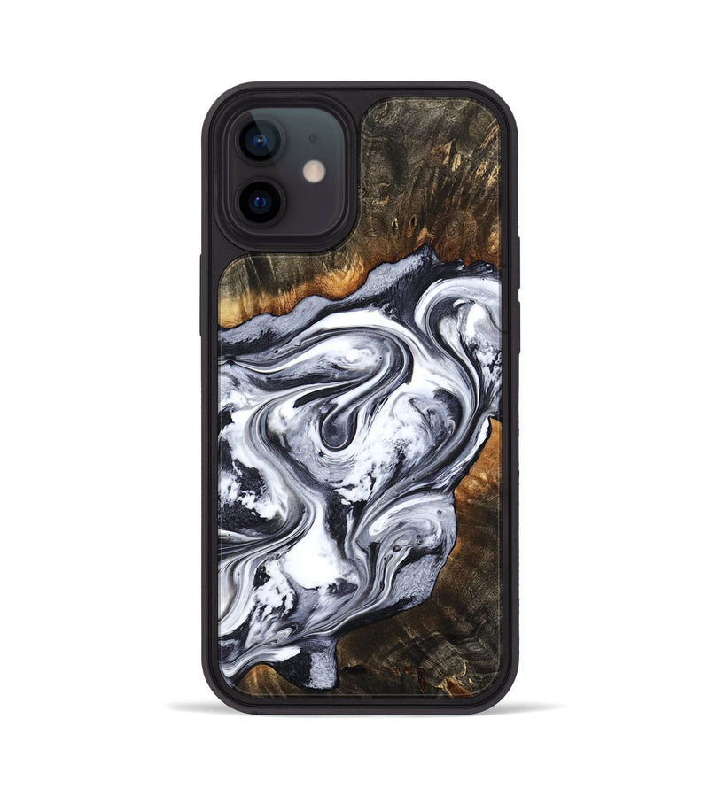 iPhone 12 Wood Phone Case - Kierra (Black & White, 800100)