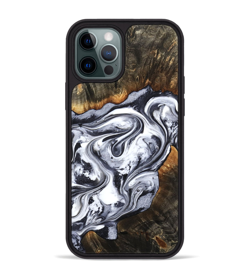iPhone 12 Pro Max Wood Phone Case - Kierra (Black & White, 800100)