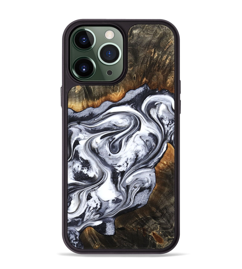 iPhone 13 Pro Max Wood Phone Case - Kierra (Black & White, 800100)
