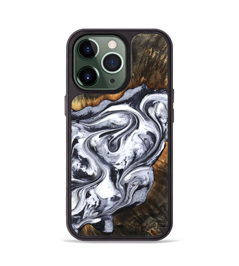 iPhone 13 Pro Wood Phone Case - Kierra (Black & White, 800100)