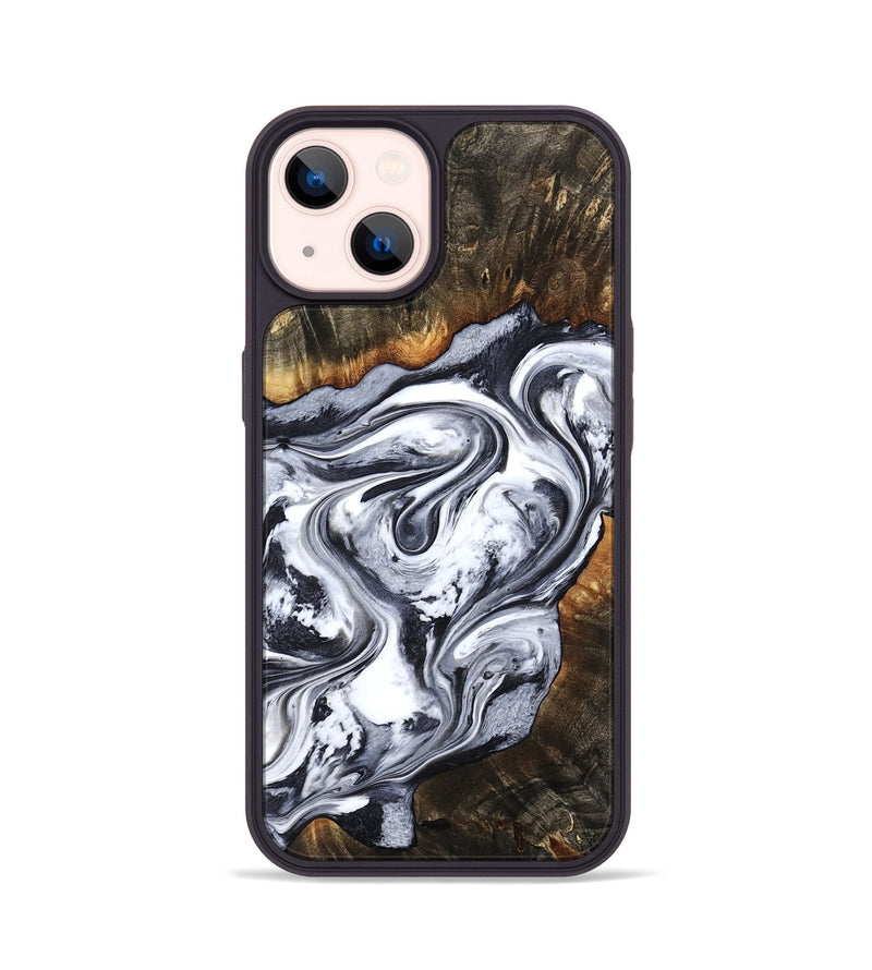 iPhone 14 Wood Phone Case - Kierra (Black & White, 800100)