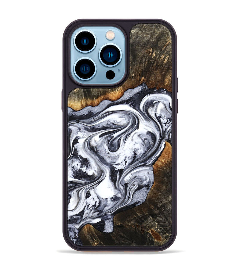 iPhone 14 Pro Max Wood Phone Case - Kierra (Black & White, 800100)