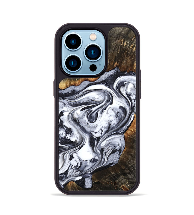 iPhone 14 Pro Wood Phone Case - Kierra (Black & White, 800100)