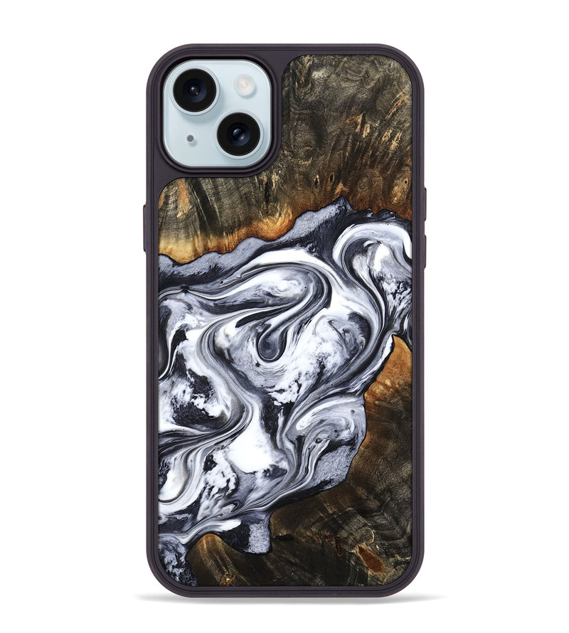 iPhone 15 Plus Wood Phone Case - Kierra (Black & White, 800100)
