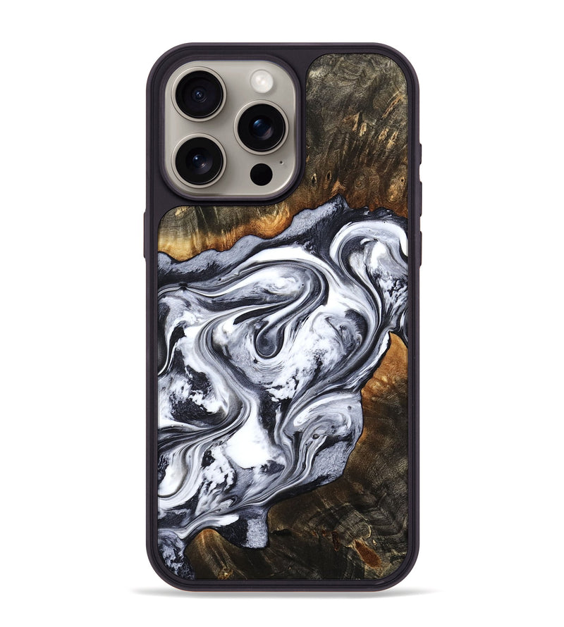 iPhone 15 Pro Max Wood Phone Case - Kierra (Black & White, 800100)