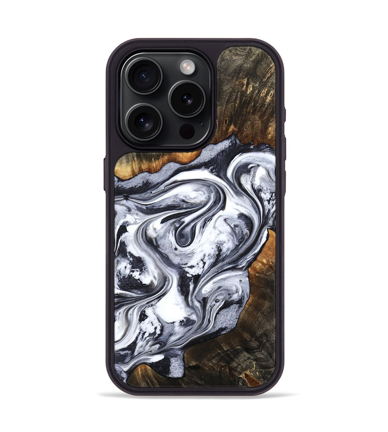iPhone 15 Pro Wood Phone Case - Kierra (Black & White, 800100)