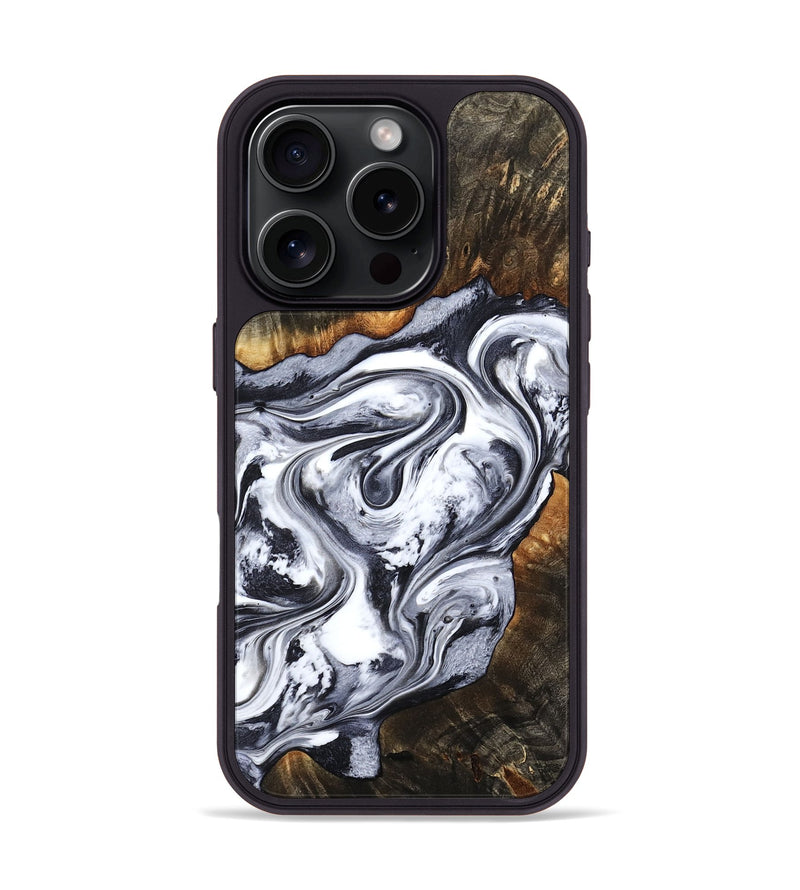 iPhone 16 Pro Wood Phone Case - Kierra (Black & White, 800100)