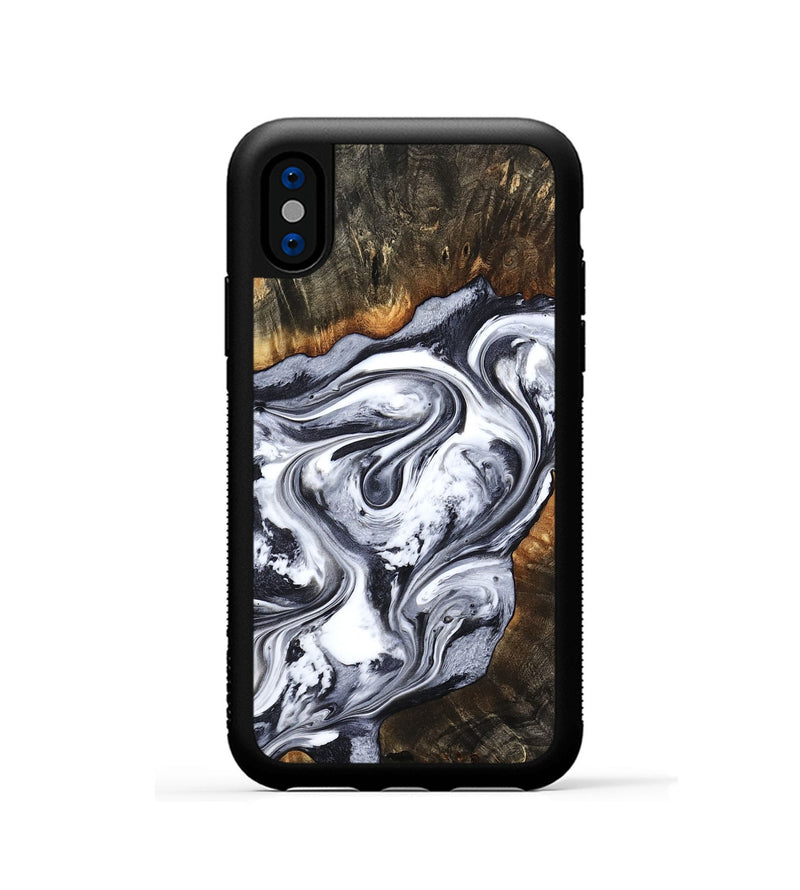 iPhone Xs Wood Phone Case - Kierra (Black & White, 800100)