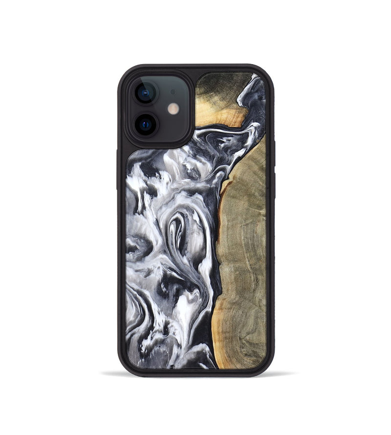 iPhone 12 mini Wood Phone Case - Yandel (Black & White, 800101)