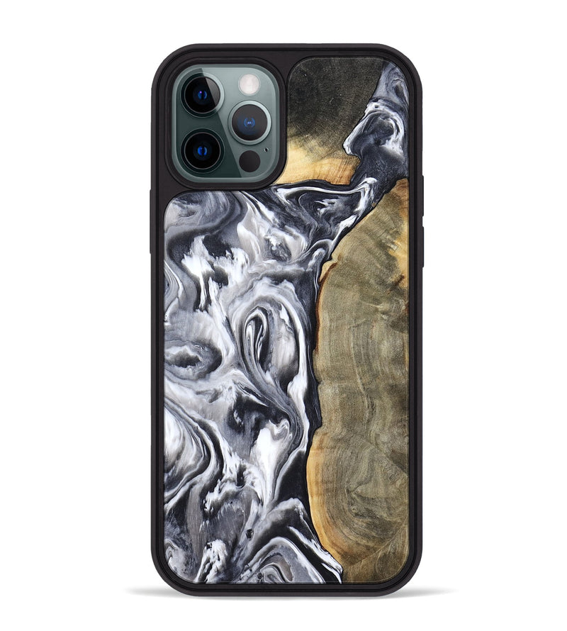 iPhone 12 Pro Max Wood Phone Case - Yandel (Black & White, 800101)