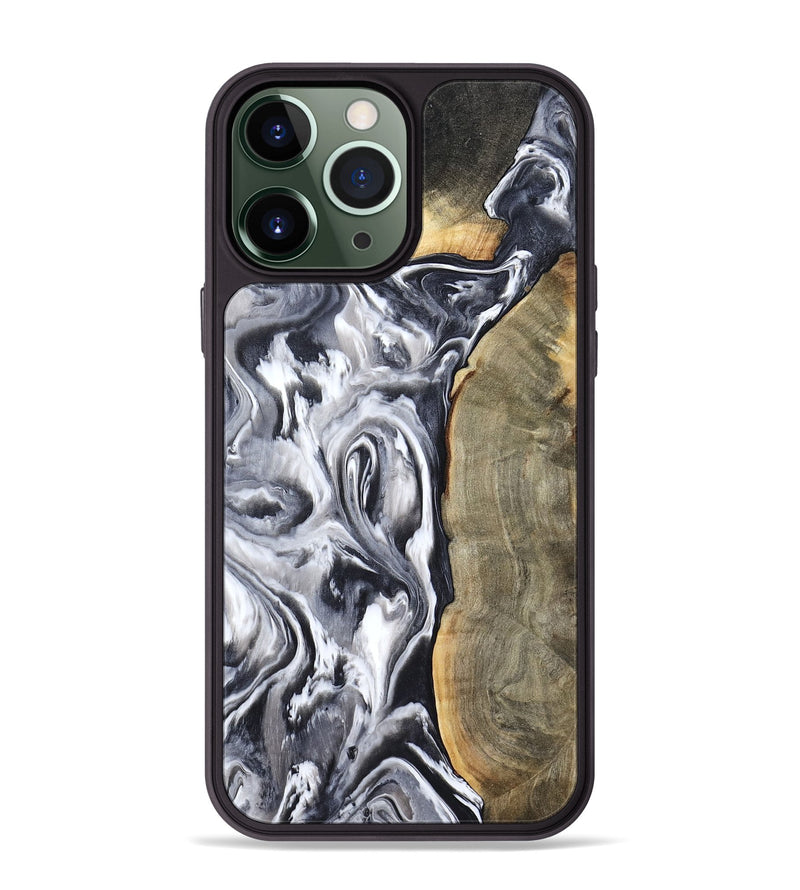 iPhone 13 Pro Max Wood Phone Case - Yandel (Black & White, 800101)