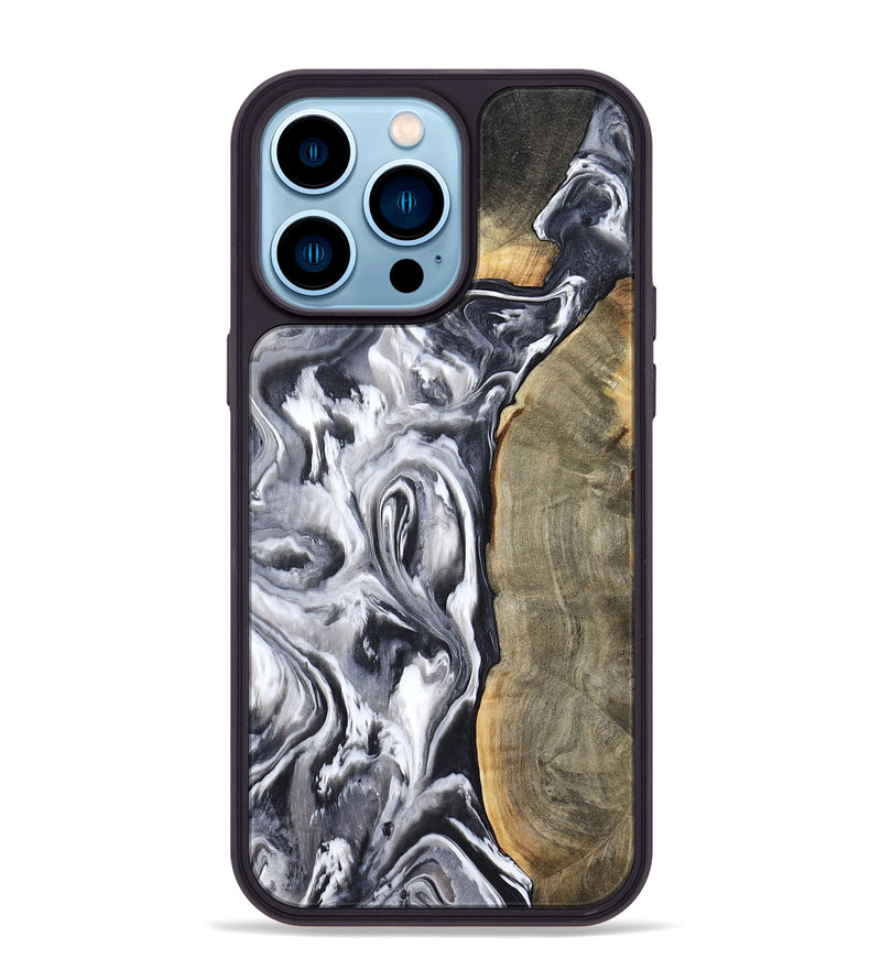iPhone 14 Pro Max Wood Phone Case - Yandel (Black & White, 800101)