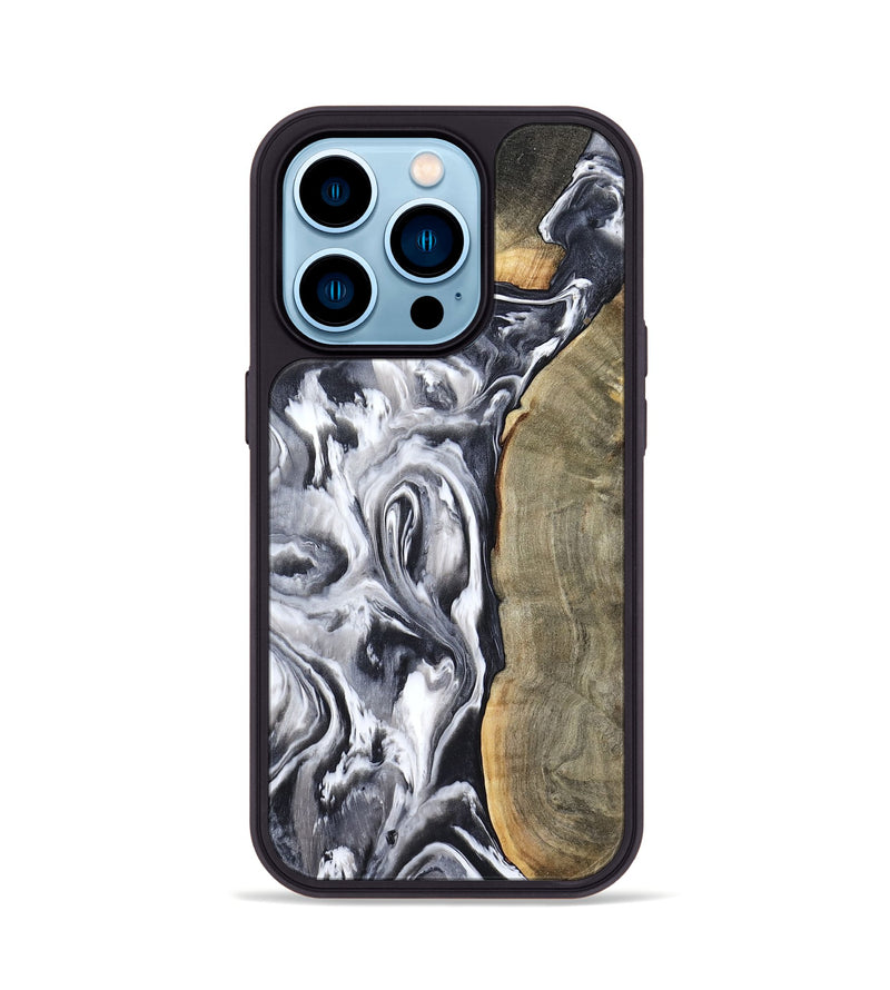 iPhone 14 Pro Wood Phone Case - Yandel (Black & White, 800101)