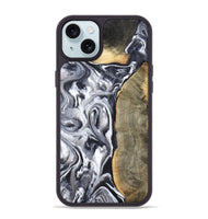 iPhone 15 Plus Wood Phone Case - Yandel (Black & White, 800101)