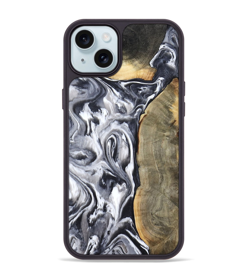 iPhone 15 Plus Wood Phone Case - Yandel (Black & White, 800101)