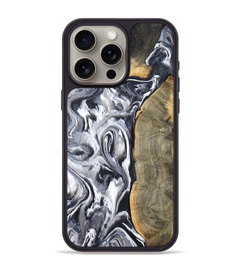 iPhone 15 Pro Max Wood Phone Case - Yandel (Black & White, 800101)