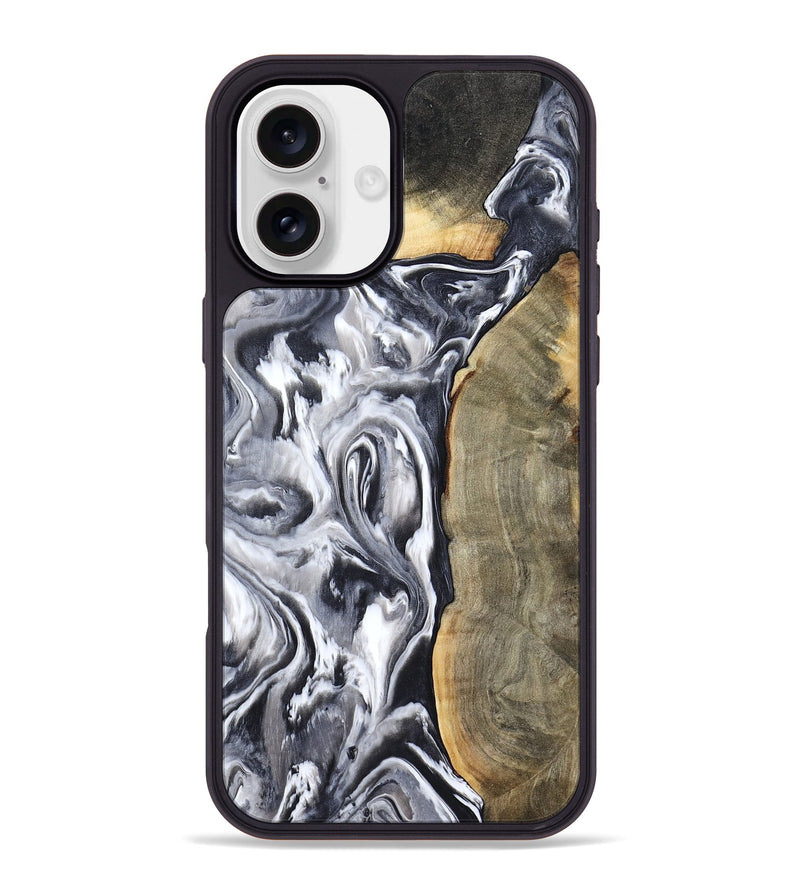 iPhone 16 Plus Wood Phone Case - Yandel (Black & White, 800101)