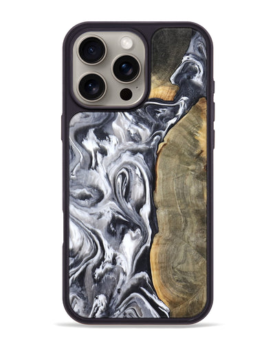 iPhone 16 Pro Max Wood Phone Case - Yandel (Black & White, 800101)