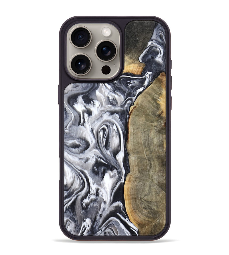 iPhone 16 Pro Max Wood Phone Case - Yandel (Black & White, 800101)