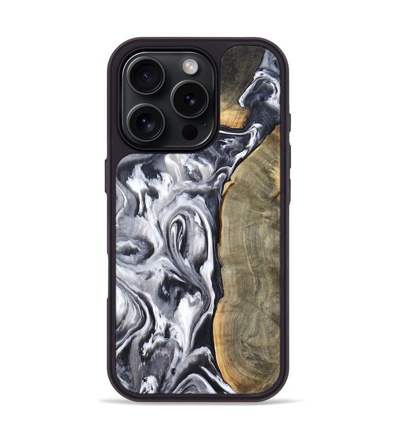 iPhone 16 Pro Wood Phone Case - Yandel (Black & White, 800101)