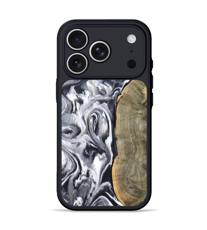 iPhone 17 Pro Wood Phone Case - Yandel (Black & White, 800101)