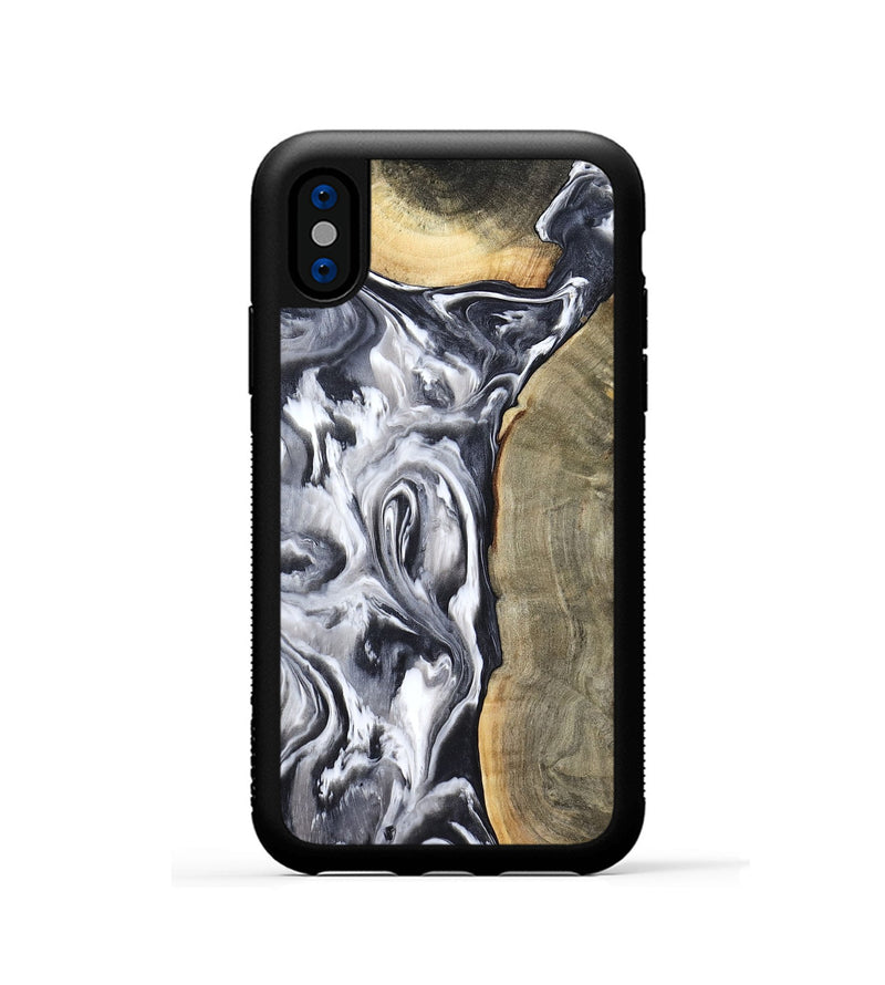 iPhone Xs Wood Phone Case - Yandel (Black & White, 800101)