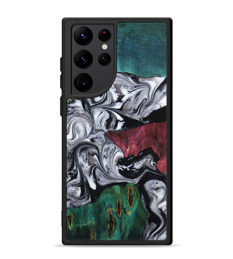 Galaxy S22 Ultra Wood Phone Case - Rhodes (Black & White, 800102)