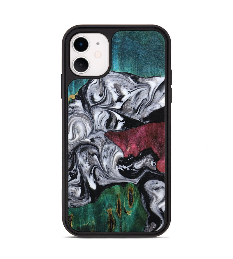 iPhone 11 Wood Phone Case - Rhodes (Black & White, 800102)