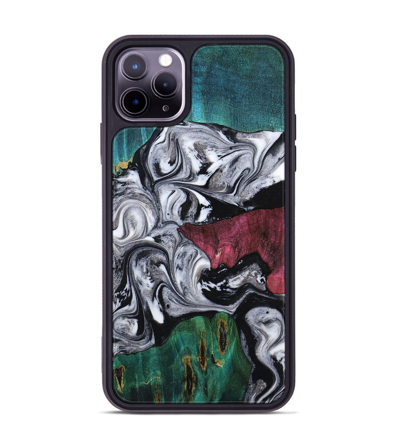 iPhone 11 Pro Max Wood Phone Case - Rhodes (Black & White, 800102)