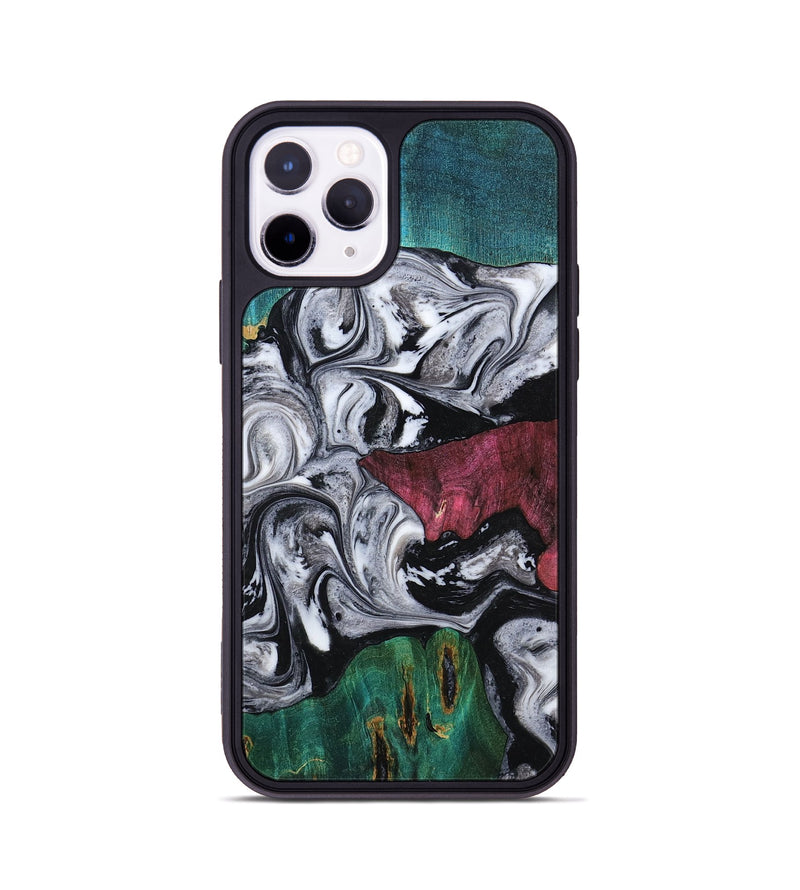 iPhone 11 Pro Wood Phone Case - Rhodes (Black & White, 800102)