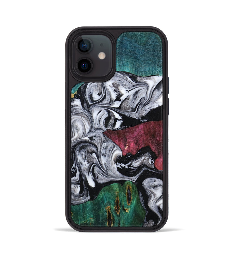 iPhone 12 Wood Phone Case - Rhodes (Black & White, 800102)