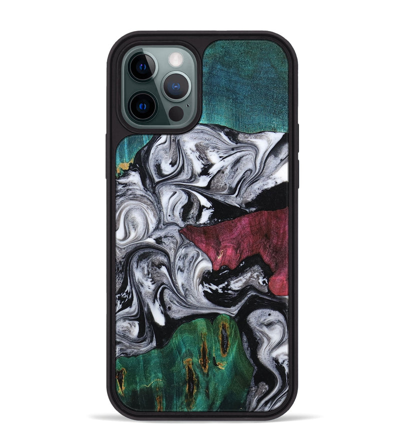 iPhone 12 Pro Max Wood Phone Case - Rhodes (Black & White, 800102)