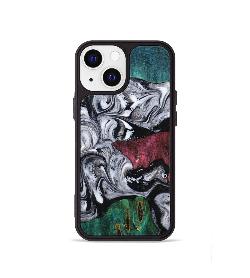 iPhone 13 mini Wood Phone Case - Rhodes (Black & White, 800102)