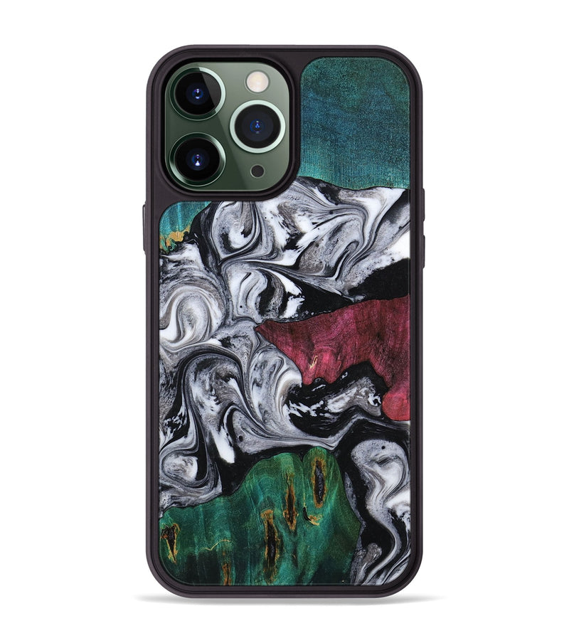 iPhone 13 Pro Max Wood Phone Case - Rhodes (Black & White, 800102)