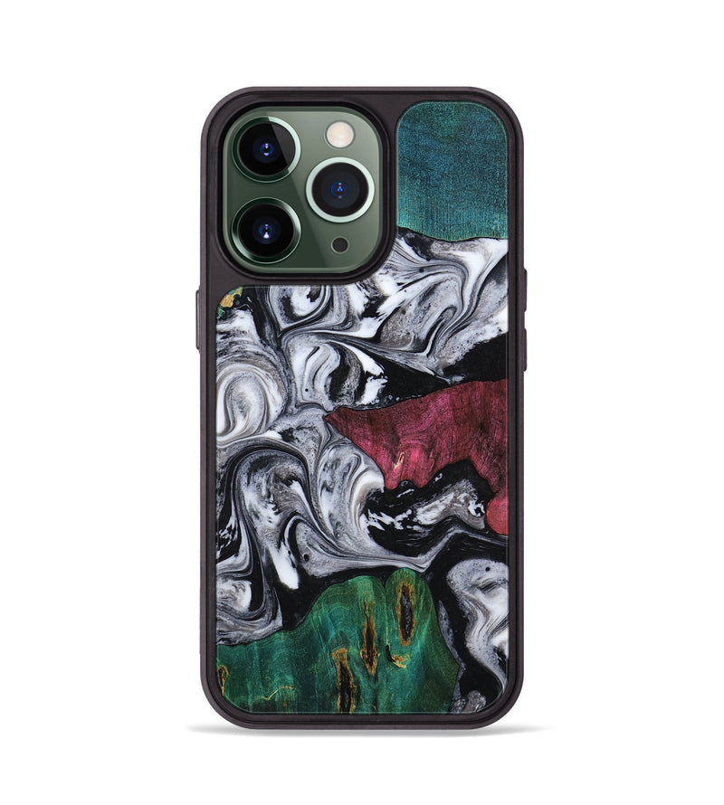 iPhone 13 Pro Wood Phone Case - Rhodes (Black & White, 800102)