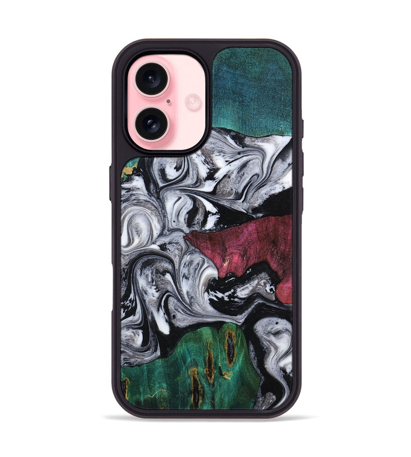 iPhone 16 Wood Phone Case - Rhodes (Black & White, 800102)