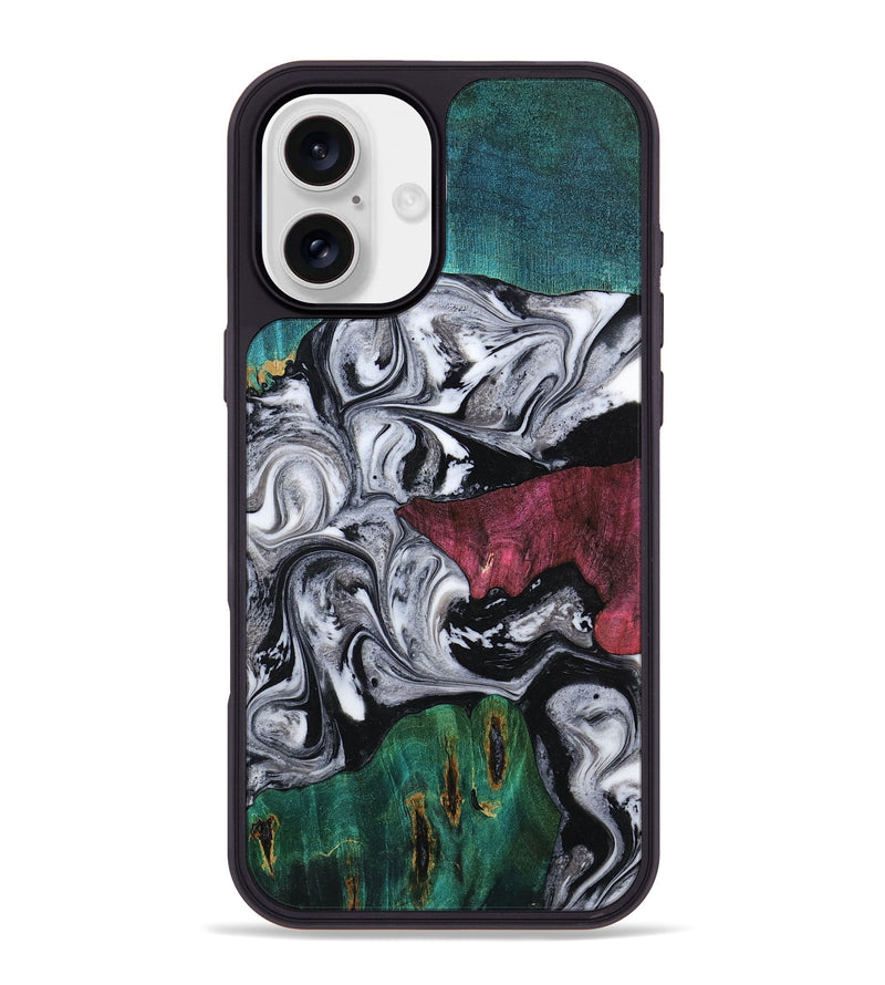 iPhone 16 Plus Wood Phone Case - Rhodes (Black & White, 800102)