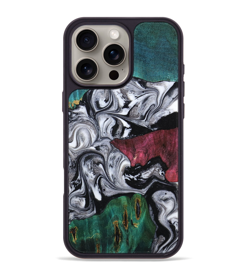 iPhone 16 Pro Max Wood Phone Case - Rhodes (Black & White, 800102)